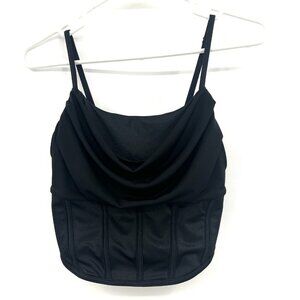 Weissman Black Drape Front Corset Tank Top Size MA or Women 8/10